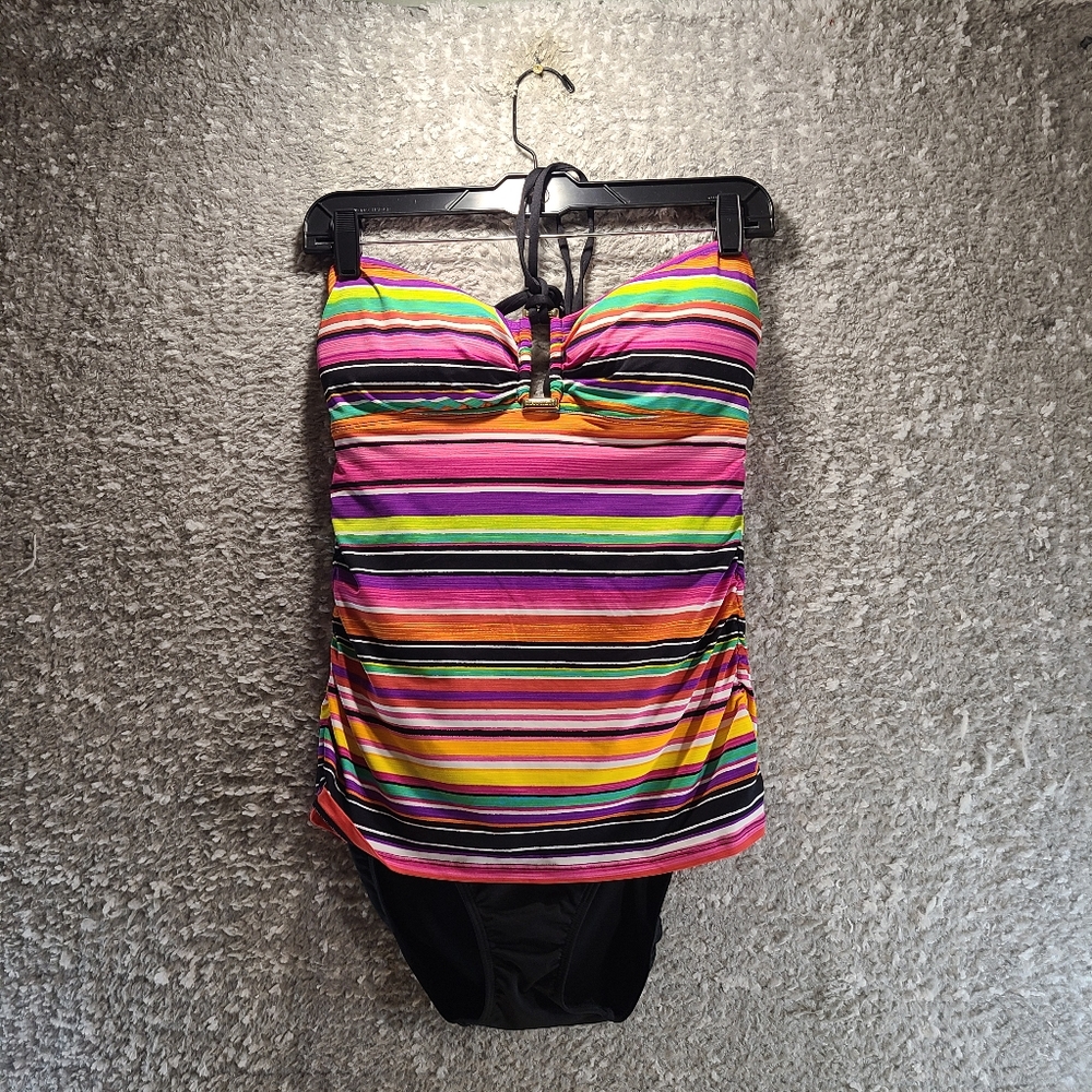 Lauren Ralph Lauren Multi-color Striped 1-Piece Swimsuit Nylon Blend Lined